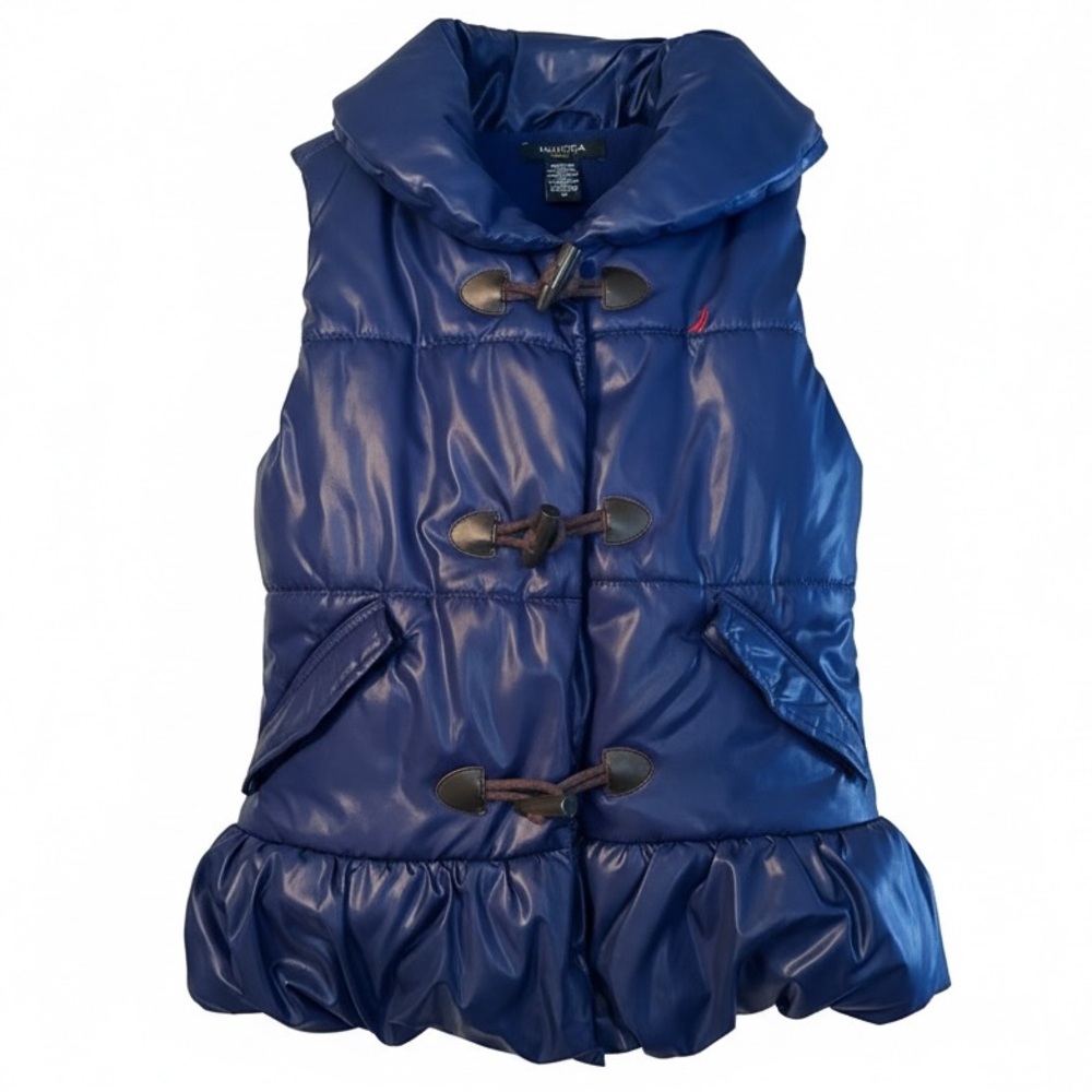 Nautica Girls Toggle Peplum Puffer Vest Size 12